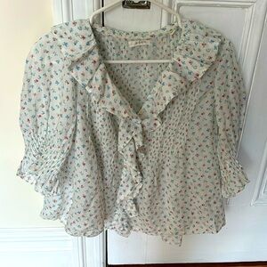 DÔEN henri floral print cotton voile top
